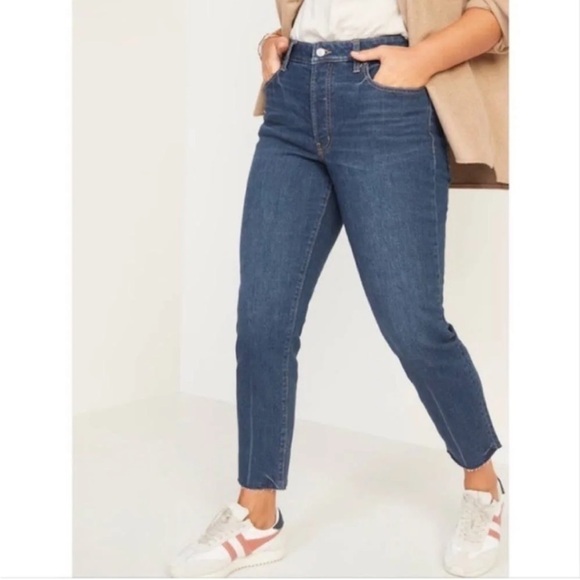 Old Navy High-Rise Button-Fly O.G. Straight Lagos Dark Wash Jeans - Picture 1 of 8